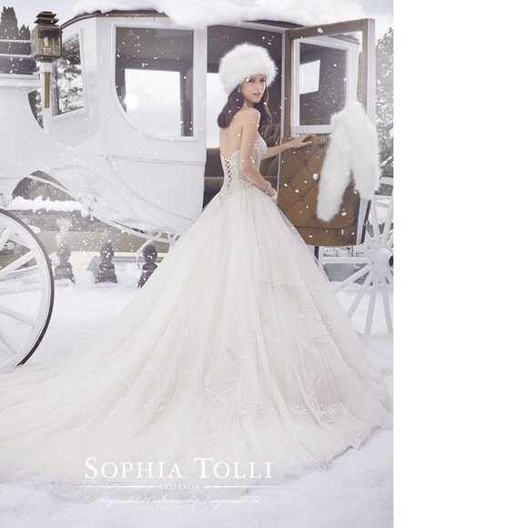 Sophia Tolli Wedding Dress Style Y21506 “Cassidy” Ball Gown + Crystal Veil - Picture 2 of 5